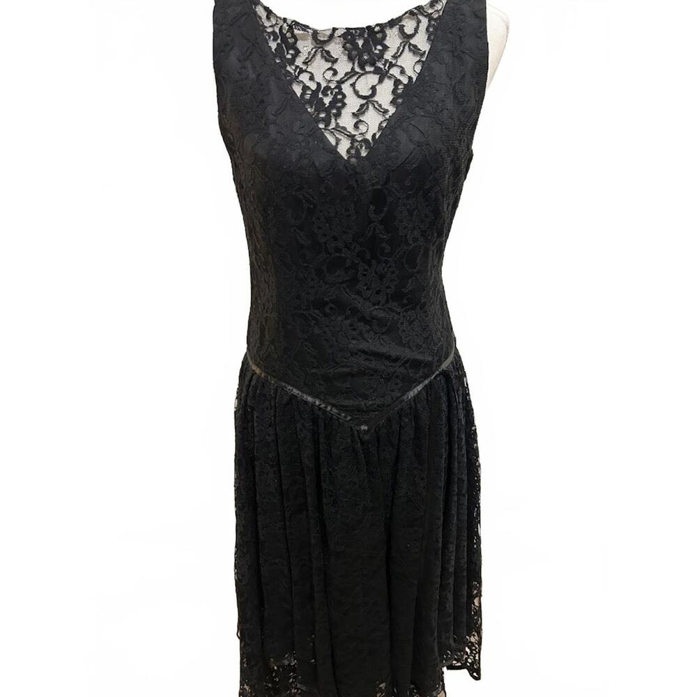 Vintage 1950's Black Lace Vixen Dress size 11/12 Dorothy‎ Draper Grease Cha Cha